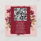 ピンクガーリーエレガントバーガンディレッドローズ スクエア名刺 (裏面)