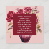 ピンクガーリーエレガントバーガンディレッドローズ スクエア名刺 (裏面)