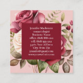 ピンクガーリーエレガントバーガンディレッドローズ スクエア名刺 (裏面)