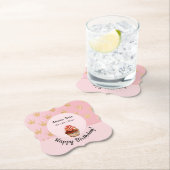 ピンクガーリーキッズカップケーキ誕生日紙コースター ペーパーコースター (インサイチュ)