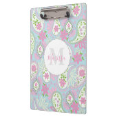 ピンクガーリーキュートシックペイズリーモノグラ名門私立校風のム クリップボード (左)