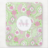 ピンクガーリーキュートシックペイズリーモノグラ名門私立校風のム マウスパッド (正面)