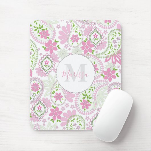 ピンクガーリーキュートシックペイズリーモノグラ名門私立校風のム マウスパッド (マウス)