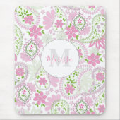 ピンクガーリーキュートシックペイズリーモノグラ名門私立校風のム マウスパッド (正面)