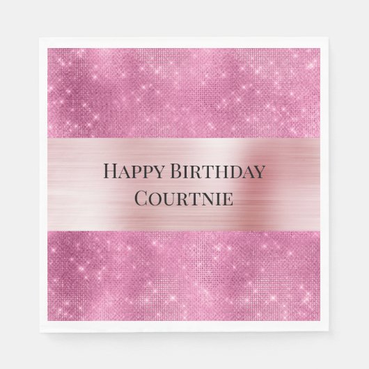 ピンクガーリーキラキラ輝き スタンダードランチョンナプキン (正面)