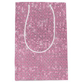 ピンクガーリーキラキラ輝き ミディアムペーパーバッグ (正面)