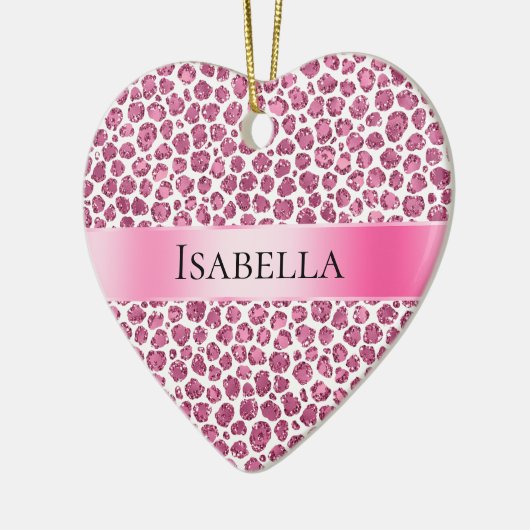 ピンクガーリーギリズヒョウパーソナライズされた名 セラミックオーナメント (左)