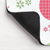 ピンクガーリーギンガムパターンサークルかわいいデイジー マウスパッド (コーナー)