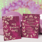 ピンクガーリークインセアニラティアラバタフライミンス 招待状