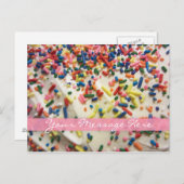 ピンクガーリークカラフル焼いた・ケーキ・振りかける誕生日 ポストカード (正面/裏面)
