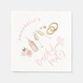 ピンクガーリークモダン・カクテル・スクリプト・バチェロレッテ スタンダードカクテルナプキン (正面)