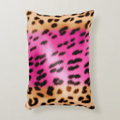 ピンクガーリークリームヒョウ柄 アクセントクッション (正面(垂直))