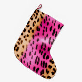ピンクガーリークリームヒョウ柄 ラージクリスマスストッキング (正面 (吊り時))