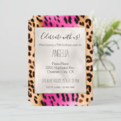 ピンクガーリークリームヒョウ柄 招待状 (スタンド正面)