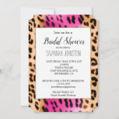 ピンクガーリークリームブラックヒョウ柄 招待状 (正面)