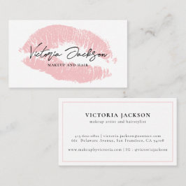 ピンクガーリーク唇モダン白エレガント美しい化粧 名刺