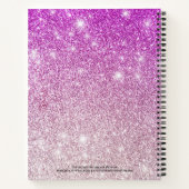 ピンクガーリーグラデーショングリッターモノグラム名ノート ノートブック (裏面)