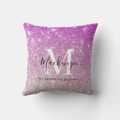 ピンクガーリーグラデーショングリッターモノグラム名 クッション (裏面)