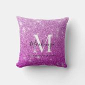 ピンクガーリーグラデーショングリッターモノグラム名 クッション (正面)
