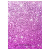 ピンクガーリーグラデーショングリッターモノグラム名 クリップボード (裏面)