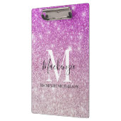 ピンクガーリーグラデーショングリッターモノグラム名 クリップボード (左)