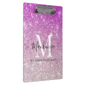 ピンクガーリーグラデーショングリッターモノグラム名 クリップボード (右)