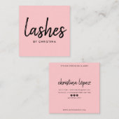 ピンクガーリーグラムまつげラモダンッシュスクリプト スクエア名刺 (正面/裏面)