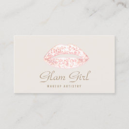 ピンクガーリーグラムグリッターリップメイクアップアーティスト 名刺