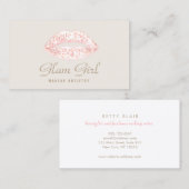 ピンクガーリーグラムグリッターリップメイクアップアーティスト 名刺 (正面/裏面)