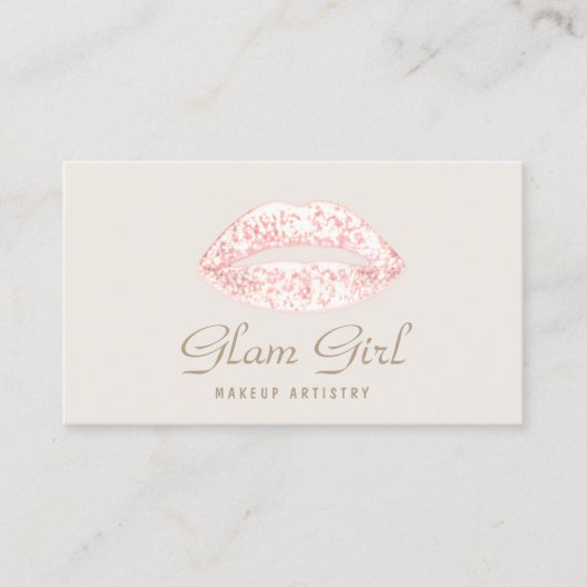 ピンクガーリーグラムグリッターリップメイクアップアーティスト 名刺 (正面)