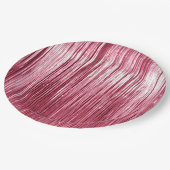 ピンクガーリーグラムティンセルストライプズ ペーパープレート (アングル)