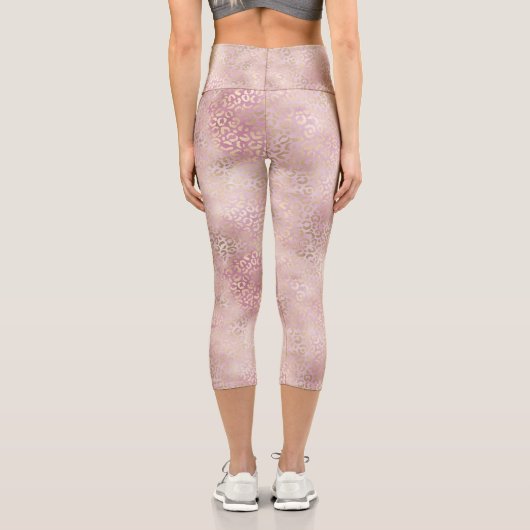 ピンクガーリーグラムヒョウ柄 カプリレギンス (裏面)