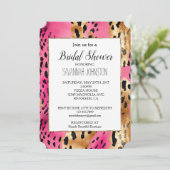 ピンクガーリーグラムヒョウ柄 招待状 (スタンド正面)