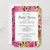 ピンクガーリーグラムヒョウ柄 招待状 (正面)