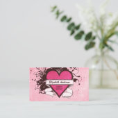 ピンクガーリーグランジハート美容師 名刺 (スタンド正面)