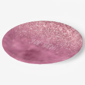 ピンクガーリーグリジースパークルグリッターパーソナライズされた ペーパープレート (アングル)