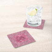 ピンクガーリーグリジーGLAMグリッターレオパード印刷 スクエアペーパーコースター (インサイチュ)