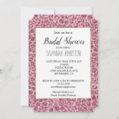 ピンクガーリーグリジーGLAMグリッターレオパード印刷 招待状 (正面)