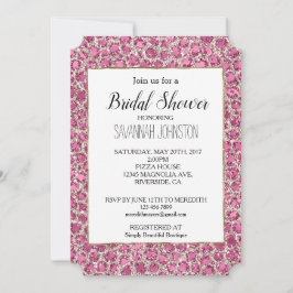 ピンクガーリーグリジーGLAMグリッターレオパード印刷 招待状