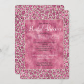 ピンクガーリーグリジーGLAMグリッターレオパード印刷 招待状 (正面/裏面)