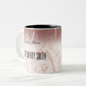 ピンクガーリーグリッタラグジュアリー美しいサロン ツートーンマグカップ (正面左)