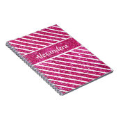 ピンクガーリーグリッターとホワイトスクリプモダントグラム ノートブック (右側)