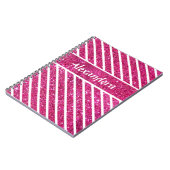 ピンクガーリーグリッターとホワイトスクリプモダントグラム ノートブック (左側)