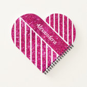 ピンクガーリーグリッターとホワイトスクリプモダントグラム ノートブック (裏面)