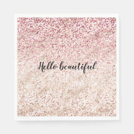 ピンクガーリーグリッターグラム金ゴールドヒョウグラデーションプリント スタンダードランチョンナプキン