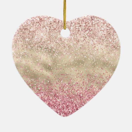 ピンクガーリーグリッターグラム金ゴールドヒョウグラデーションプリント セラミックオーナメント (裏面)