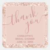 ピンクガーリーグリッターサンキュースクエアステッカー スクエアシール (正面)