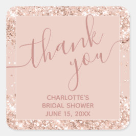 ピンクガーリーグリッターサンキュースクエアステッカー スクエアシール