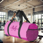 ピンクガーリーグリッタージグザグモノグラムカスタム ダッフルバッグ