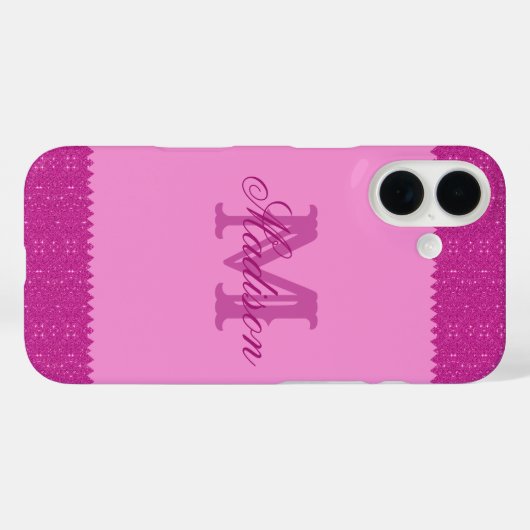 ピンクガーリーグリッタージグザグモノグラム Case-Mate iPhoneケース (裏面 (横))